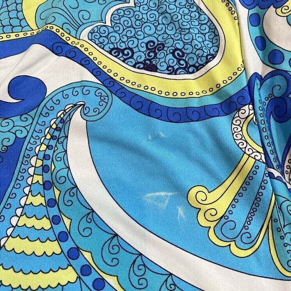 Trina Turk Womens Printed Blue Crew Neck Short Sleeve Blouse Top Size Small - Picture 5 of 10